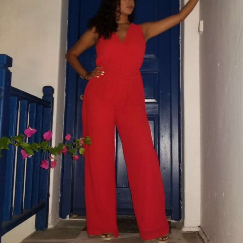 Red Wide Leg Jumpsuit